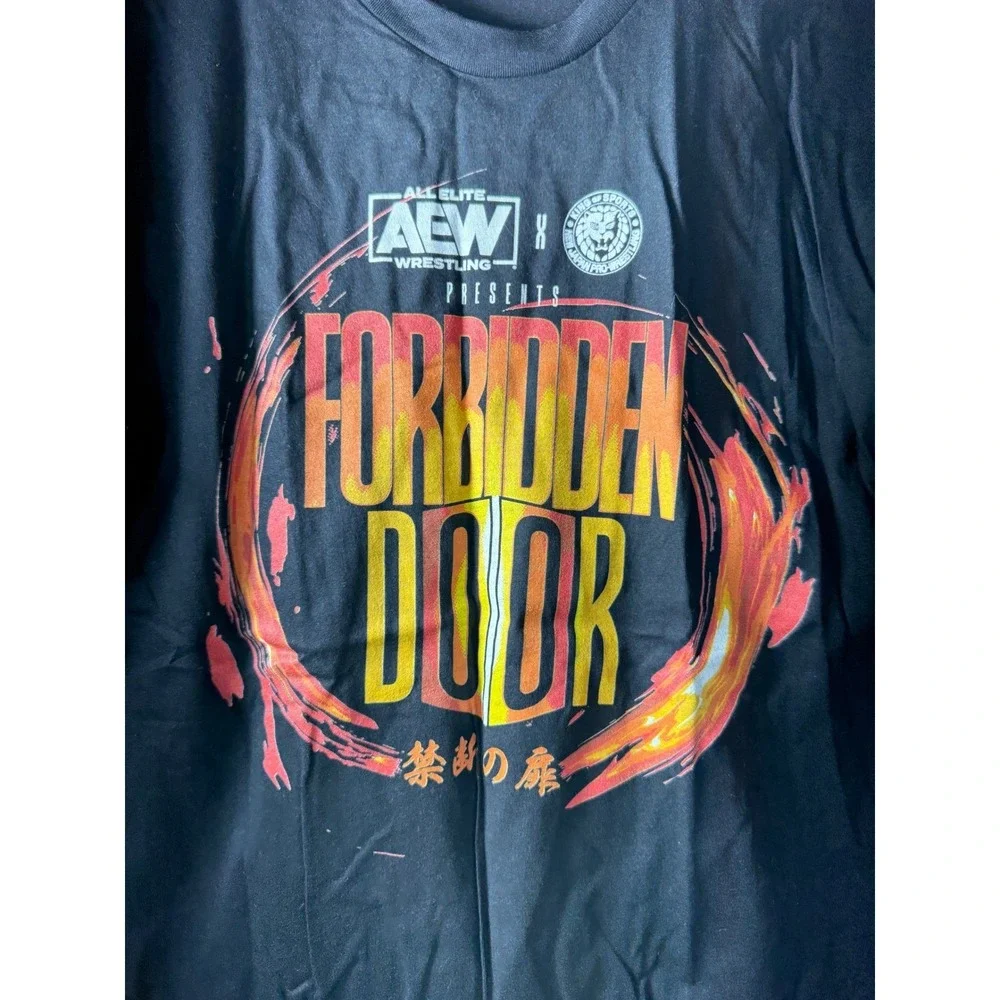 AEW x NJPW Forbidden Door Wrestling T-Shirt Mens Large Black Graphic Tee